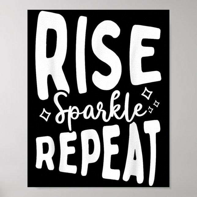 Poster Rise Sparkle Repeat - Sitive Mindset Motivational  (Frente)