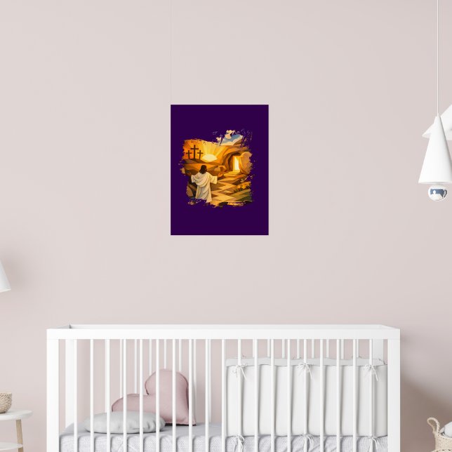 Poster Risen Jesus Empty Tomb 3D Papercut Easter Wall Art (Berçário 2)