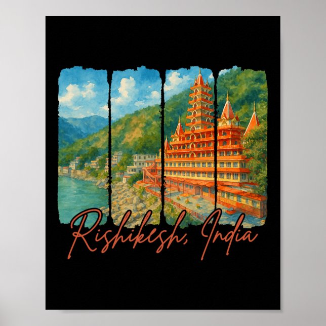 Poster Rishikesh Índia Viagem Viagem Pincelada Rishikesh (Frente)