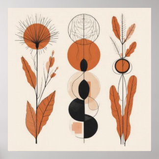 Poster Ritmo Botânico — Arte Geométrica Abstrata para Par
