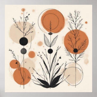 Poster Ritmo Botânico — Arte Geométrica Abstrata para Par