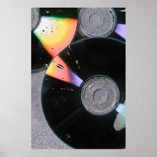 Poster Ritmo de Prisma: CD retrô Y2K e arte de luz irides