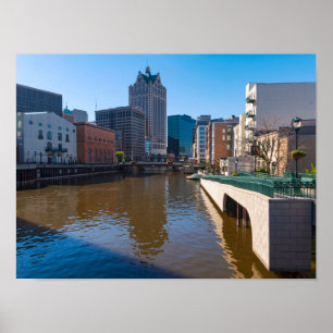 Poster riverfront da rua kilbourn em milwaukee