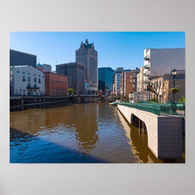 Poster riverfront da rua kilbourn em milwaukee (Frente)