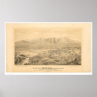 Poster Riverside, CA. Mapa Panorâmico 1877 (1404C)