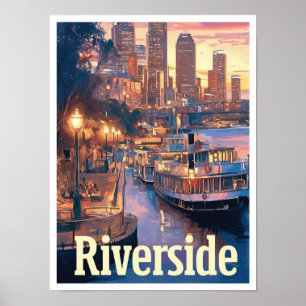 Poster Riverside California Art Viagens vintage