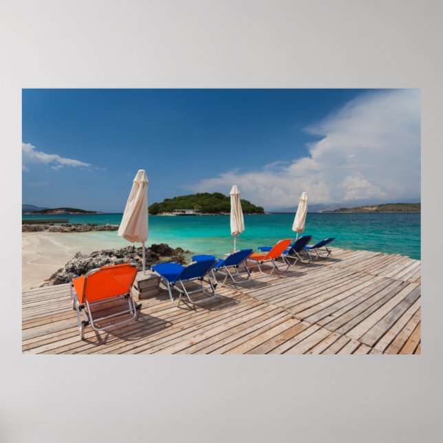 Pôster Riviera albanesa, Ksamil, praias da cidade (Frente)