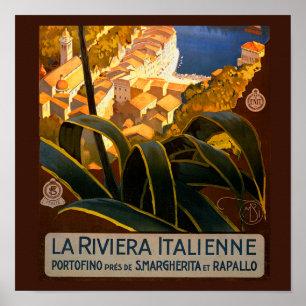 Poster Riviera Italiana Europa Itália Cartaz de Viagem