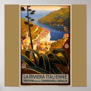 Pôster Riviera Italiana Europa Itália Cartaz de Viagem