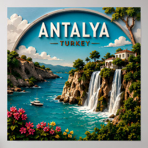 Poster Riviera Turca Antalya Turquia Mediterrâneo Viagem