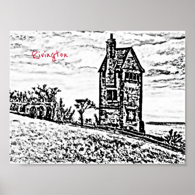 Poster Rivington Pigeon Tower Leverhulmes Garden Horwich (Frente)