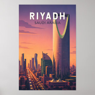 Poster Riyadh Arábia Saudita Ilustração Viagem Arte Retro