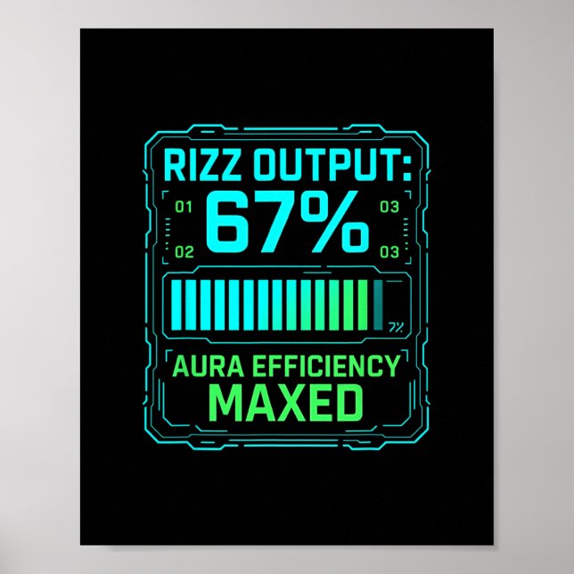 Poster Rizz Output 67% Aura Efficiency Maxed Tech Gamer S (Frente)