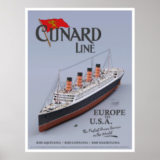 Poster RMS Aquitania - Cunard Line (fiktives Plakat)