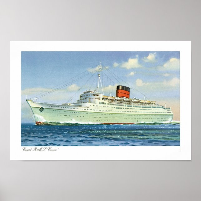 Poster rms Caronia no mar (Frente)