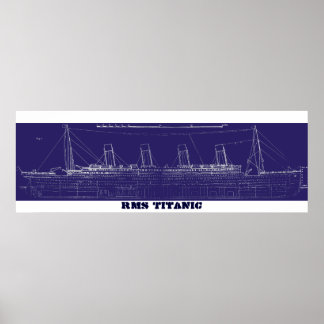 Pôster RMS Titanic Original Blueprint, Avançado para Cor