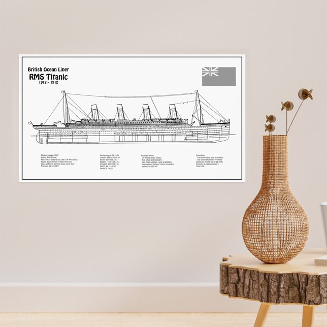 Poster RMS Titanic Ship Blueprint Planos BD (Criador carregado)