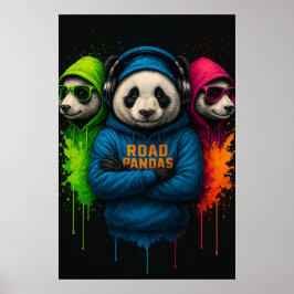 Poster Road Pandas Crew — Cool Urban Animal Art