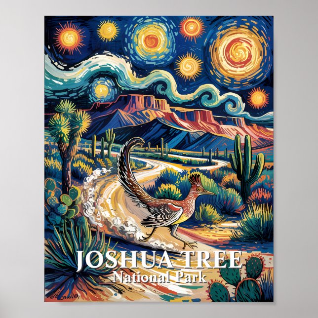 Poster Roadrunner of Joshua Tree Van Gogh Night Custom (Frente)