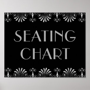 Poster Roarin 20s Silver on Black Art Deco Sign