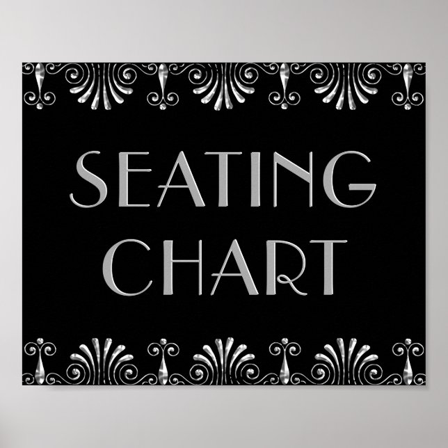 Poster Roarin 20s Silver on Black Art Deco Sign (Frente)