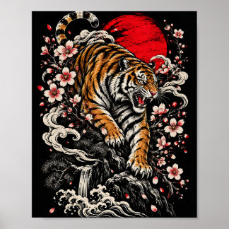 Poster Roaring Tiger Sakura Japonês