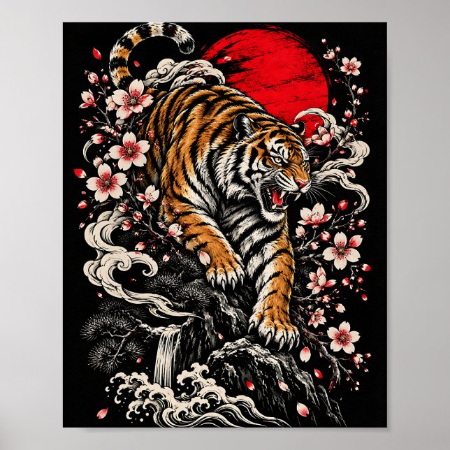 Poster Roaring Tiger Sakura Japonês (Frente)
