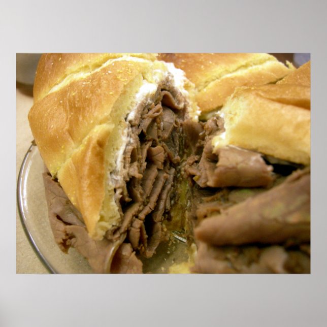 Pôster Roast beef sandwich with creamy goat cheese (Frente)