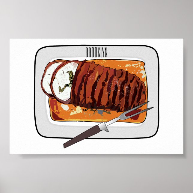 Poster Roast turkey breast cartoon illustration (Frente)