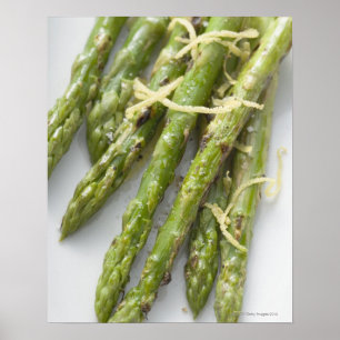 Pôster Roasted green asparagus with lemon zest,