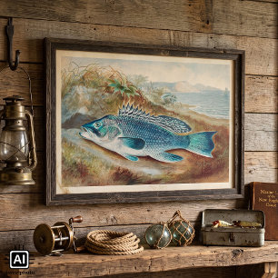 Poster Robalo por S.A. Kilbourne, Peixe Vintage