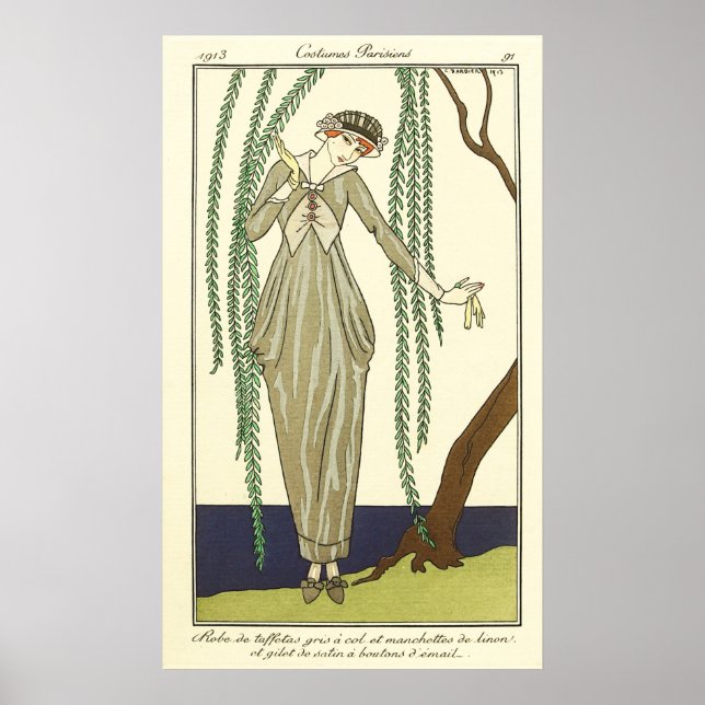 Poster Robe de taffetas gris, de George Barbier (Frente)