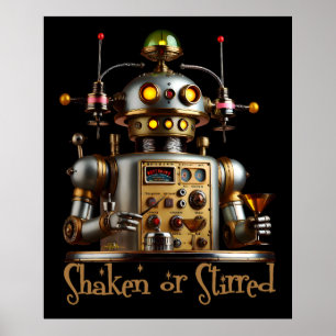 Poster Robô Barman Futurista "Agitado ou Mexido"