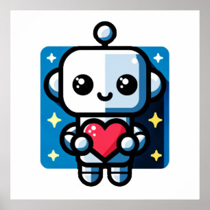 Poster Robô Corajoso - Arte De Amor Inspirada Na Tecnolog