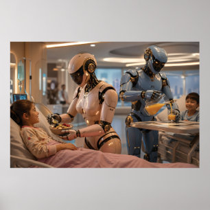 Poster Robô Cuidador de IA Futurista