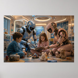 Poster Robô Cuidador de IA Futurista