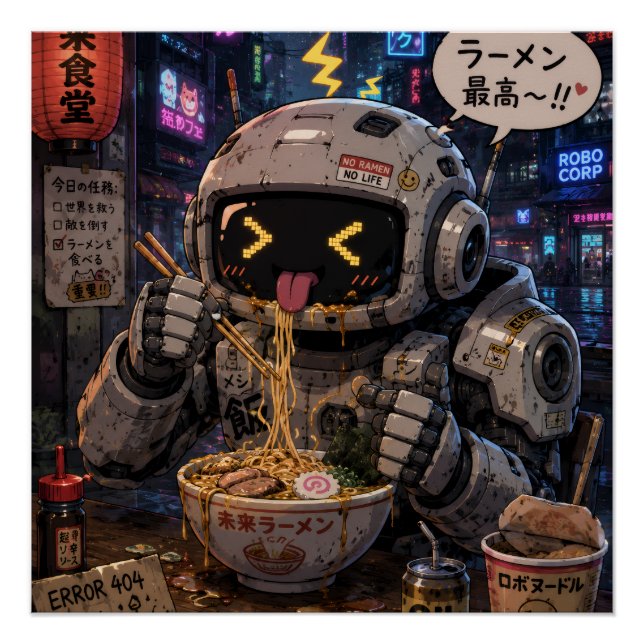 Pôster Robô Cyber Ramen (Frente)