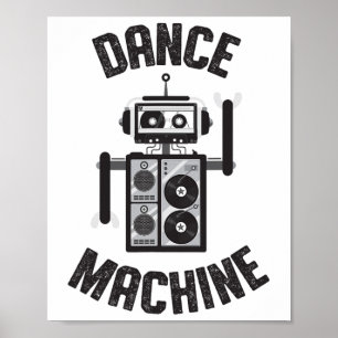Poster Robô da Dance Machine Vintage Retro 80s