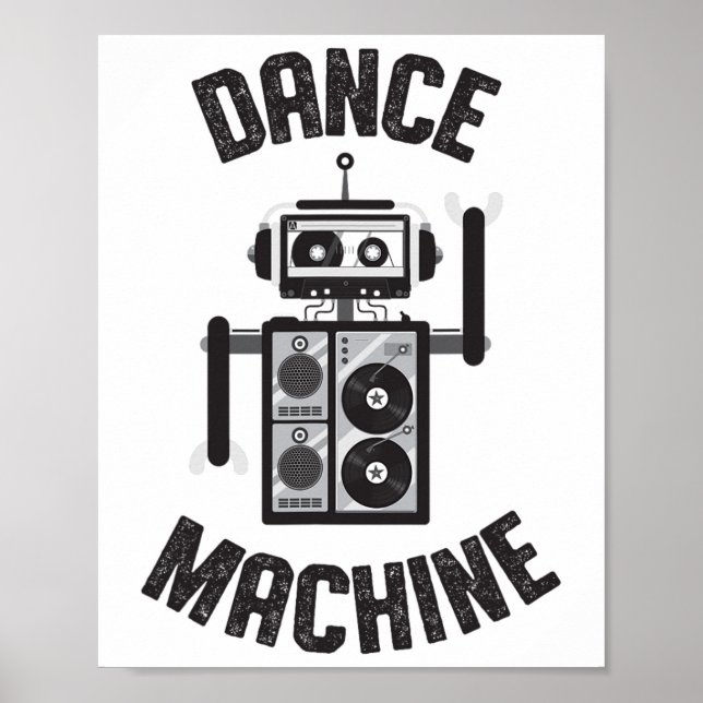 Poster Robô da Dance Machine Vintage Retro 80s (Frente)