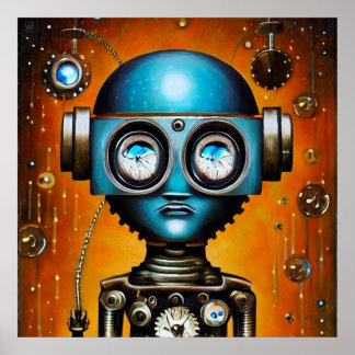 Poster Robô Futurístico Retroativo