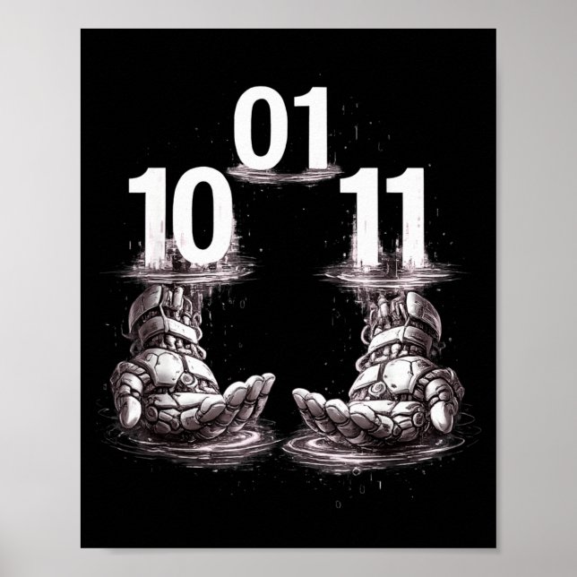 Poster robô mãos engraçadas 01 10 11 robo  (Frente)