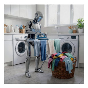 Pôster Robô Passando Roupas