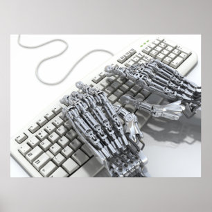 Pôster Robô trabalha no computador