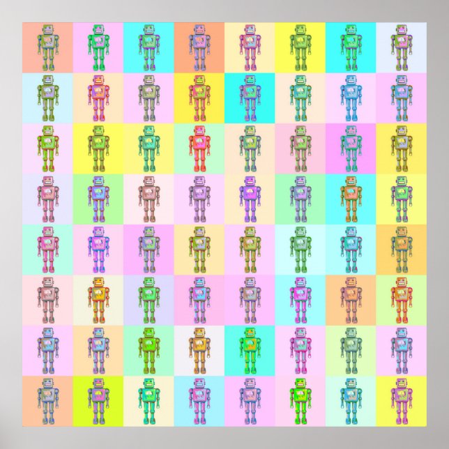 Pôster Robôs de Pop de Arte Retroativa v1 (Frente)