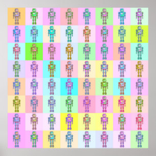Pôster Robôs de Pop de Arte Retroativa v2