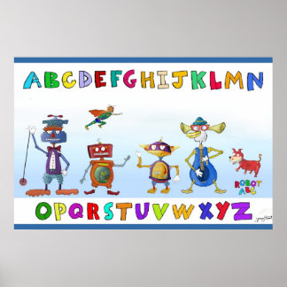 Pôster Robot Alphabet por Jerry Hunt