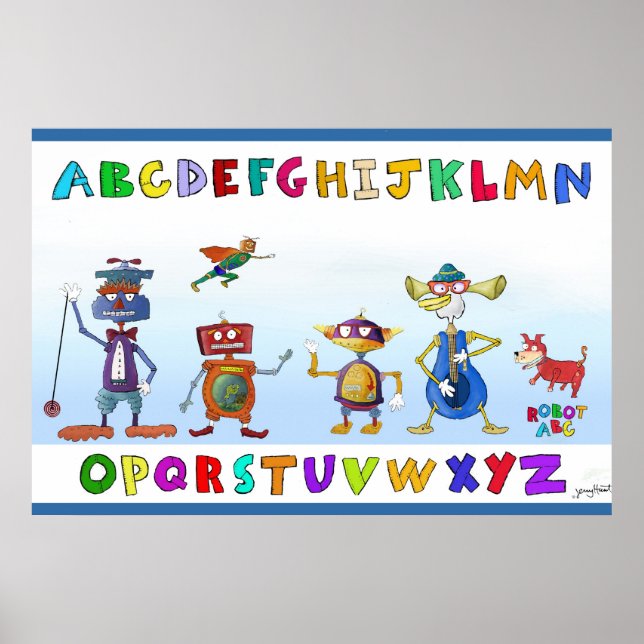 Pôster Robot Alphabet por Jerry Hunt (Frente)