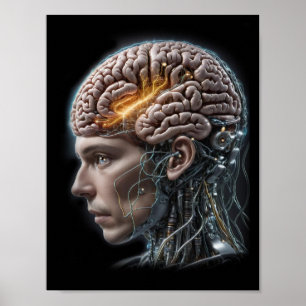 Poster Robot Cyborg Brain Inteligência Artificial