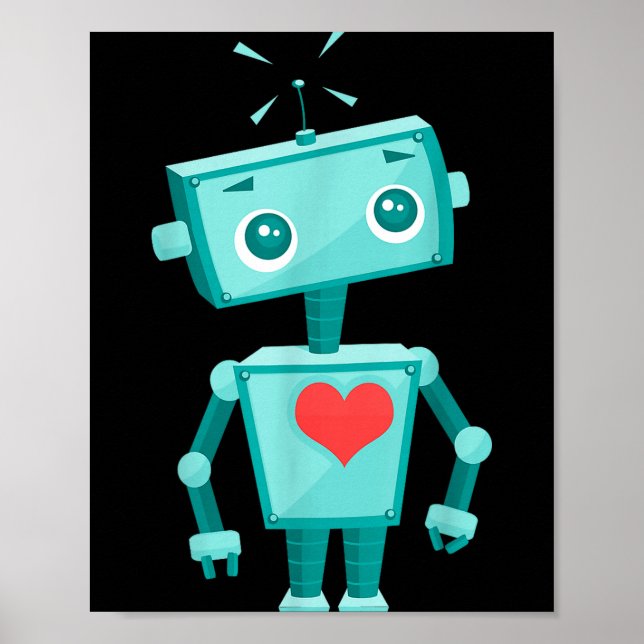 Poster Robot Heart Valentine's Day For Kids Girls  (Frente)