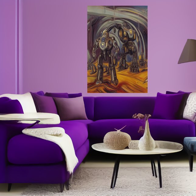 Poster Robot mech em um planeta de alienígena | AI Art Po (Criador carregado)